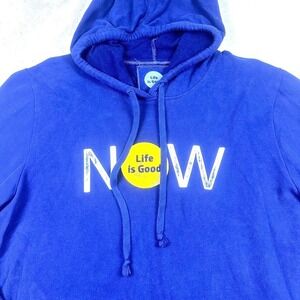Life‎ Is Good Women's Blue Hoodie "NOW" Graphic XL Classic Fit